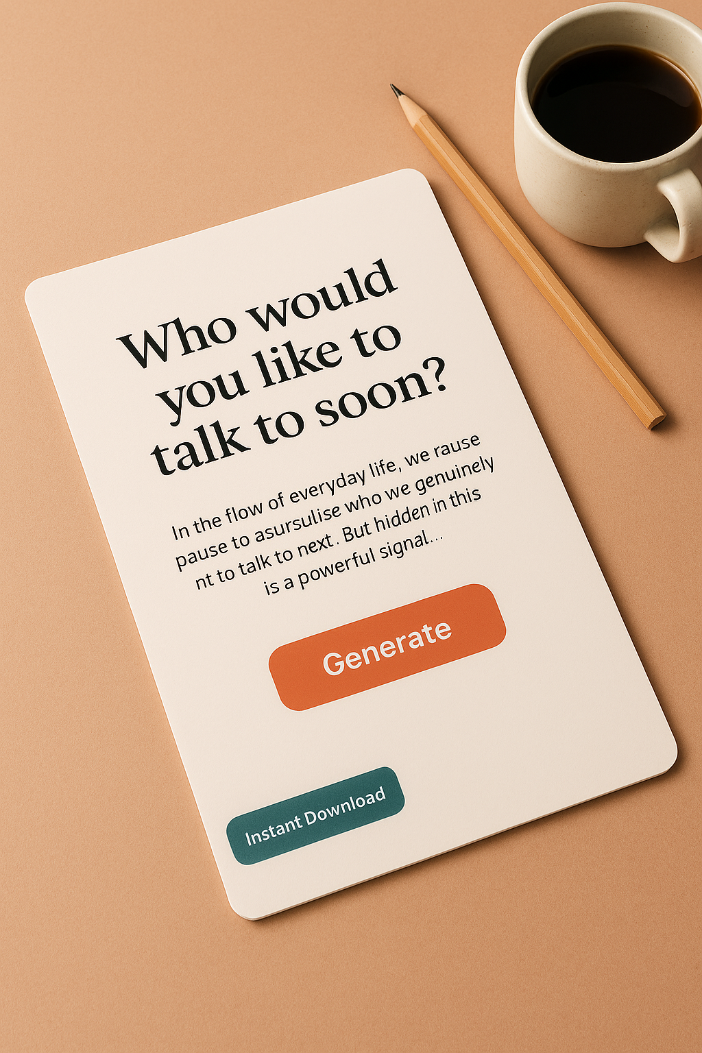 Who Would You Like to Talk to Soon?